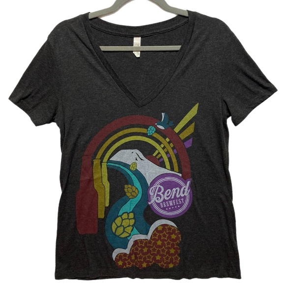 Bend Brewfest XL Vneck SS graphic art Tee Tshirt EUC 7517 - Picture 2 of 4